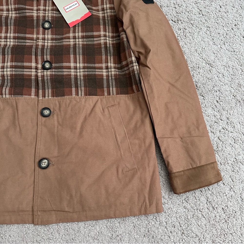 Hunter Lined Canvas Jacket Brown Plaid Mens S Barn Coat Rugged Utility Gorpcore - Picture 12 of 16